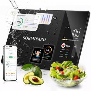 lot 5280 image: Smart Kitchen Food Scale with Nutritional Calculator, Calorie Fat Carbs Protein Tracker, Free App, Barcode Scan, Food Preload, 23 Nutrients, On-Screen Display, Personal Goals, 11 lb  5 kg