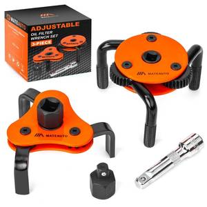 lot 5283 image: MateAuto Universal 3-Jaw Oil Filter Wrench Set, Adjustable 2-Way Operation, Heavy-Duty Oil Filter Removal Tool, High Torque for Auto, Trucks, Fits 2-12 to 5-12 Diameter, 12 or 38 Drive