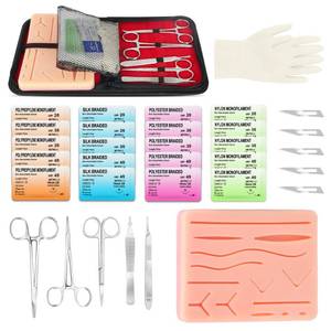 lot 5284 image: Spectabilis Suture Practice Kit for Medical Students, Large Silicone Pad 14 Pre-Cut Wounds, Supplies for VetNursing Students Includes Surgical Removal Practice Wound Closure Stitches Practice Kit.