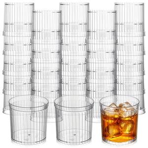 lot 5290 image: Acellegic 50 Pcs Plastic Wine Glasses, 5oz Hard Sturdy Shot Glasses with Vertical Ribbed Design, Small Disposable Cocktail Cups for Party, Office, Travel
