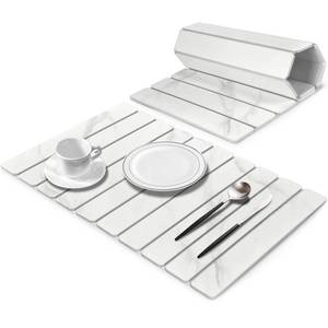 lot 5291 image: Stone Dish Drying Mats for Kitchen Counter, 24(L)x16(W) Marble-Pattern, Collapsible Quick Drying Dish Mats, Ultra Absorbent Diatomaceous Earth Mats for Dishes , Match Any Countertop