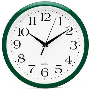 lot 5294 image: Bernhard Products Hunter Green Wall Clock Silent Non Ticking - 10 Inch Quality Quartz Battery Operated Round Easy to Read HomeKitchenOfficeClassroomSchool Clock