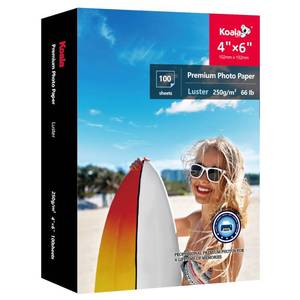 lot 5303 image: Koala Premium Photo Paper 4x6 Inch Luster Finish, Soft Gloss 66lb Water-resistant, for Inkjet Printer 100 Sheets