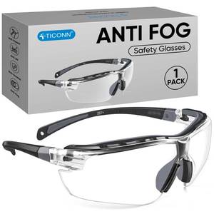 lot 5305 image: TICONN Anti-Fog Safety Glasses for Men and Women, ANSI Z87.1 Scratch Proof Eye Goggles with Adjustable Arms and UV Protection (Clear, 1PK)