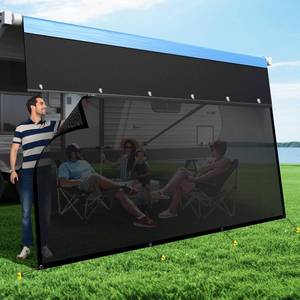 lot 5308 image: RV Awning Sun Shade Screen with Zipper, Upgrade 600D Oxford Top  8.11oz Denser Mesh Bottom, 95% UV Protection, Easy Install Sunscreen Shade Complete Kits for Trailer Awning 8 x 173