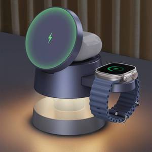 lot 5313 image: iVANKY Qi2 Certified 3 in 1 Mag-Safe Charger Stand, 15W Fast Magnetic Wireless Charging Station with Night Light for iPhone 17e 17 16 15 14 13 Pro Max, Apple Watch, AirPods 432Pro(No AC Adapter)