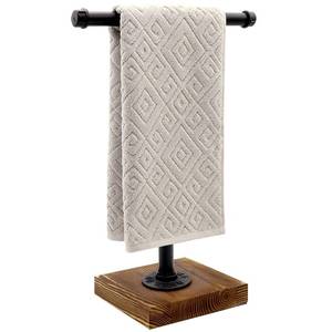 lot 5322 image: YESSAP Hand Towel Holder, T-Shape Height 15 Black Hand Towel Holder Stand, Free Standing Hand Towel Stand for Bathroom Countertop