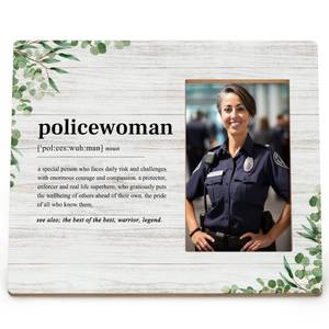 lot 5381 image: DIENADFX Police Retirement Gifts for Women, Policewoman Female Police Officer Definition Decor Picture Frames for 4x6 Photos, Police Officer Academy Graduation Gifts, Cool Gifts for Police Officers