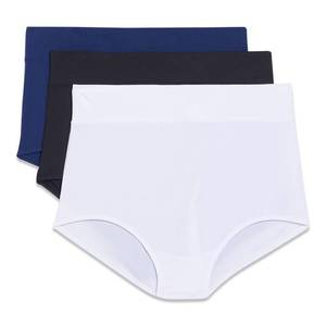 lot 5394 image: Warners Womens Blissful Benefits No Muffin 3 Pack Brief Panty, BlackNavy InkWhite, L