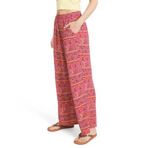 lot 5399 image: Billabong Womens Premium Quality Rayon High Waisted Wide Leg Beach Pants, Berry Pink, Large