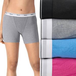 lot 5401 image: Hanes Womens Originals Boxer Brief Pack, Stretch Cotton Mid-Thigh Panties, Fashion, 4-Pack