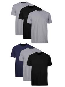lot 5403 image: Hanes Mens Cotton, Moisture-wicking Crew Tee Undershirts, Multi-packs, BlackGreyBlue Assorted - 6 Pack, 3X-Large US