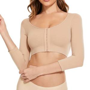 lot 5413 image: KSKshape Arm Shaper for Women Post Surgery Arm Lipo Compression Sleeves Front Closure Shapewear Bra Posture Corrector Tank Top,Beige,M