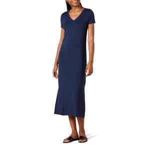 lot 5421 image: Amazon Essentials Womens Jersey V-Neck Short Sleeve Midi Length Dress, Navy, XX-Large