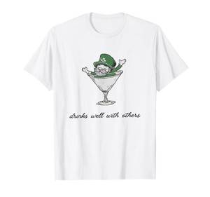 lot 5423 image: Green. Leprechaun Martini Cocktail St Patricks Day Womens T-Shirt L