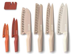 lot 5445 image: Brewin Knife set, 13 Pieces Kitchen Knives Set with Sharpener, Anti-Rust Coating and Blade Guard, Home Essentials, Camping Essentials - Muliticolor