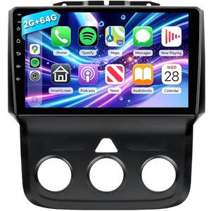 lot 5463 image: 464G Car Stereo with Wireless Apple Carplay & Android Auto for Dodge RAM 1500 2500 3500 2013-2018(Only fit Manual AC) 9 Touchscreen Radio Upgrade wAHD Camera,GPS Navigation,SWC,WiFi,FM,Bluetooth