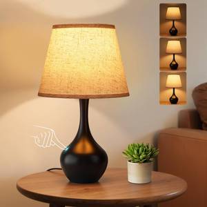 lot 5479 image: Seealle 16.1 Touch Table Lamps for Nightstand, 3-Way Dimmable Small Bedroom Lamps for Night Stands, Black Bedside Lamps for Living Room, Kids Room, End Table