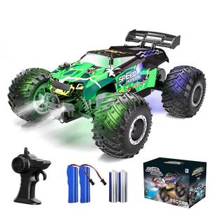 lot 507 image: Vensico Remote Control Car RC Cars All Terrain Monster Truck, Outdoor 2WD Off Road Hobby RC Truck with 2 Rechargeable Batteries and Colorful Light, 20Kmh Fast RC Car Toys Gift for Kids Boys