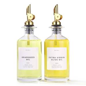lot 5513 image: Molimoli - Premium Olive Oil Dispenser Bottles for Kitchen with Pourer - Oil and Vinegar Dispenser Set, Glass Dispenser for Kitchen, Dispenser Bottle of 350ml - Set of 2