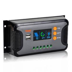 lot 5527 image: PowMr 30A PWM Solar Charge Controller, 12V 24V 36V 48V Auto, LCD Display and Dual USB Output, Fit for AGM, Gel, FLD, Lead-Acid and Lithium Battery Update Version