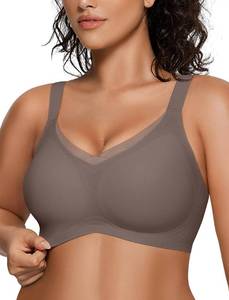 lot 5534 image: OEAK Womens Wireless Jelly Bras V Mesh Comfortable Bralette Supportive Tshirt Bra No Underwire Seamless Push Up Everyday Bras Grey M