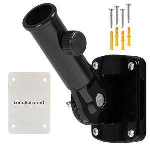 lot 5536 image: NQ Flag Pole Holder Adjustable, Flag Pole Bracket for Outside House Heavy Duty Aluminum, Multi-Position Flag Pole Mounting Bracket Rust Free with Hardwares, 1 Inner Diameter (Black- 1 Pack)