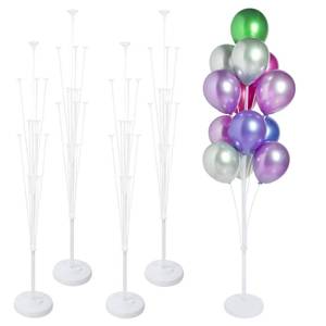 lot 5553 image: KATBUU 4 Sets of Balloon Stand Kit - 62in Balloon Stands with Base, Balloon Sticks, Decorations for Party Birthday Wedding Baby Shower Gender Reveal Graduation