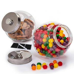 lot 5557 image: 1 Gallon Large Glass Cookie Jars for Kitchen Counter  Marker & Labels - Food Storage Canisters with Airtight Lids, Coin & Penny Jar for Candy Buffet, Coffee, Laundry Detergent Holder, Set of 2.