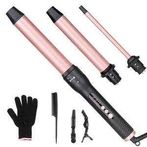 lot 5559 image: 3 in 1 Curling Iron Set, Hair Curling Wand Set with 3 Interchangeable Ceramic Curling Barrel(0.35-1.25), Instant Heat Up, Dual Voltage Hair Curler Beach Waves