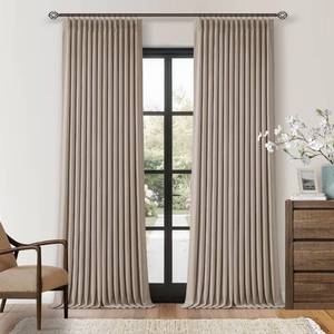 lot 5566 image: Dark Flax Linen Pinch Pleated 100% Blackout Curtains 90 Inch Length 2 Panels Set Burlywood Birch Tan Brown Pinch Pleat Curtains Black Out Blocking Room Darkening Drapes for Bedroom Living Room Window
