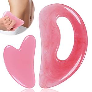 lot 5601 image: FDKJEJC Body Gua Sha Tool Cellulite Guasha Tool for Body Body Massage Tools (Natural Resin) Lymphatic Drainage Tool Guasha Tool for Face Back, Legs, Womens Body Shaping Tools (Pink)