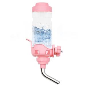 lot 5608 image: Vannon Dog Water Dispenser for Cage, 34oz Auto Feeding Crate Water Bottle for Dogs, Cats & Rabbits, Pet Nozzle Diameter 12mm, BPA Free, Pink