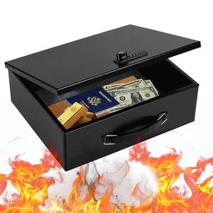 lot 5618 image: Fireproof Safe Lock Box Metal, Fire Proof Safe for Home Documents, Portable Security Box with Dual Combination and Key Lock for Personal Items,Passport, Money, X Large 13.2 x 11 x 4.13