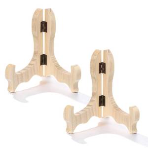 lot 5626 image: Alrhso Wooden Display Stand 5 x 4, 2 Pcs Easel Plate Holder Foldable Picture Stand for Artwork, Picture Frames, Books, Tableware (Wood Color)