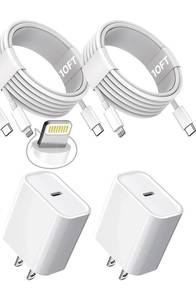 lot 5643 image: 10FT iPhone Fast Charger,2Pack Extra LongApple MFi CertifiediPhone Charger Fast Charging Quick 10Foot USB C to Lightning Cable Cord Adapter Block for iPhone 14 Pro Max14 Plus1312Mini11XSXiPad