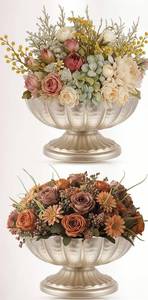 lot 5651 image: Ninehaoou 4 Pcs Metal Compote Bowl for Centerpiece Flower Holder Small Compote Vase Decorative Indoor Outdoor Flowers Fruits Plant for Valentines Day Wedding Home Party Decoration (Silver)