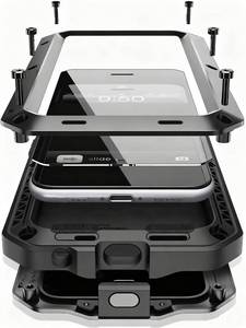 lot 5655 image: Marrkey Compatiable with iPhone 17 Pro Case,360 Full Body Protective Cover Heavy Duty Shockproof Tough Armour Aluminum Alloy Metal Case with Silicone Built-in Screen Protector - Black