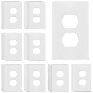 lot 5657 image: ENERLITES Screwless Duplex Wall Plates, Child Safe Receptacle Outlet Covers, Size 1-Gang 4.68x 2.93, Unbreakable Polycarbonate Thermoplastic, UL Listed, SI8821-W-10PCS, Glossy, White, 10 Pack