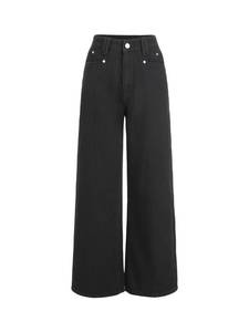 lot 5677 image: CIDER Jeans for Women High Waist Wide Leg Denim Pants Straight Leg Trouser Pants Mid Waist Trendy Black 30