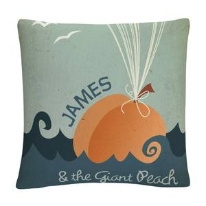 lot 5683 image: Trademark Fine Art James and The Giant Peach by Megan ROMO, 16x16 Decorative Throw Pillow