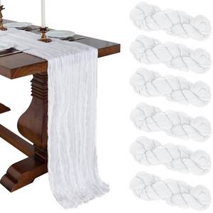 lot 5685 image: 6 Pack 10FT White Cheesecloth Table Runner 120 Inch Long Gauze Rustic Boho Cheese Cloth Table Runner Sheer Fabric Decorations for Holiday Party Wedding Banquet Bridal Baby Shower D�cor