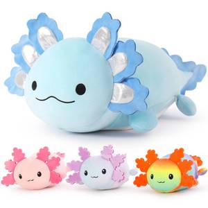 lot 5691 image: MaoGoLan Giant Axolotl Plush with 3 Baby Axolotl Inside - 23.5 Soft Stuffed Animal Throw Pillow - Blue