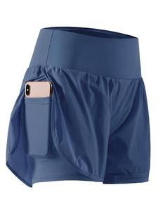 lot 5695 image: CADMUS 2 in 1 Womens Workout Shorts Athletic Gym Running Shorts for Women Phone Pockets,Navy Blue, Large