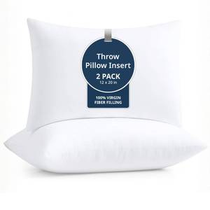 lot 5697 image: LANE LINEN 12x20 Pillow Insert - Pack of 2 White Decorative Pillows for Sofa Bed, Fluffy Pillow Inserts for Cushion Covers, Bed, Couch Pillows for Living Room