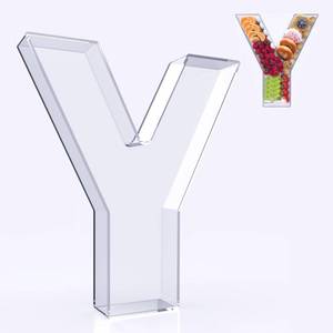lot 5712 image: RUFHVTY 11 Acrylic Letter Charcuterie Box, Reusable Fillable Alphabet Number Shaped Form Tray for Birthday Anniversaries, Party Decorative Serving Plates Display Candy Cake (Y)