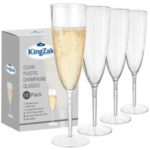 lot 5713 image: Lillian Tablesettings Premium Champagne Flutes 6 oz. Clear Hard Plastic 1-Piece Disposable Glasses - 16 Count