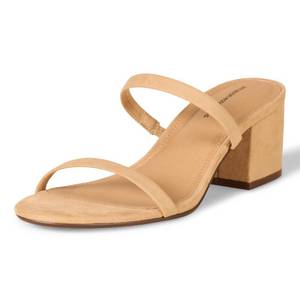 lot 5717 image: Amazon Essentials Womens Thin Two Strap Heeled Slide, Tan, 7.5