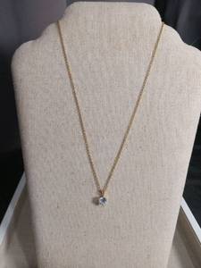 lot 5927 image: Gold Tone Chain Necklace with Crystal Pendant