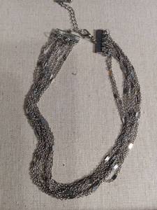 lot 5929 image: Multi-Strand Silver Chain Statement Necklace